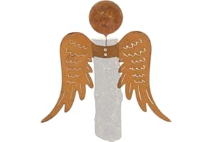 ‎STORM'S GARTENZAUBEREIEN Storm's Gartenzaubereien Rost Kaminholz Engel mit Flügel und Kopf - Bausatz 20x15cm Deko Engelsflügel zum Basteln