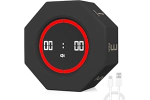 Dealswin Minuteur Visuel Rechargeable,Timer de Retournement par Gravité, Pomodoro Timer Compte à Rebours de Réglage du Volume,Minuterie à Utiliser Lors de l'apprentissage, Fitness, Cuisine (Noir)