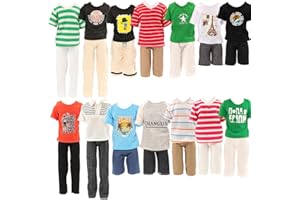 Miunana 6 ubranek dla lalek = 3 koszulki na co dzień 3 spodnie dla chłopców lalki letnie ubranie dla lalek odzież dla lalek