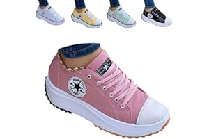 KFGJ 2022 Canvas Shoes Women Fashion Trainers, Femmes Plate-Forme Baskets Femme Chaussures Décontractées Compensées Formateurs Respirants Baskets Femme Femme Chaussures en Maille, Pink, 38 EU