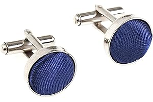 AAMERA Cufflinks for Men, Silver Tone Cuff Link Set for Weddings, Formal Dinners and Business Events, Round Shape with Bullet Back Toggle Closure, For All Cufflink Compatible Shirt