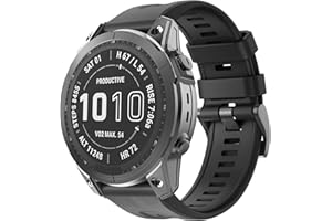 ISABAKE Cinturino Orologio in Silicone Morbido per Fenix 7X/Fenix 6X/Fenix 6X Pro/Fenix 5X/Fenix 5X Plus/Fenix 3/HR/Descent MK1/D2 Delta PX/D2 Charlie Cinturini,cinturino orologio 26mm-Nero