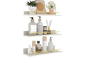 Giftgarden Mensola da Muro Bianca con Staffa a Barra, Set 3, Salvaspazio per Cucina, Soggiorno, Camera, Perfetto per Mettere Qualsiasi Oggetti