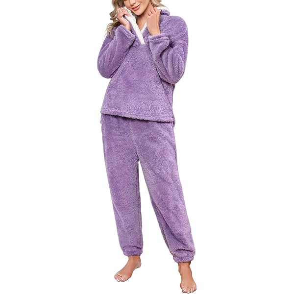 RITOSTA Pyjama dames winter thermo pyjama lang fleece huispak knuffelig warm pyjama set pluizig vrijetijdspak Polar PjS revers nachtkleding, grijs, XL