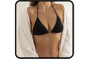 Flovel Catena per il corpo con perline Catene per il petto in argento Cablaggio per discoteca Bikini Catena per il corpo Gioielli per donne e ragazze