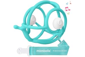 Juguetes para la dentición del bebé de 3 a 12 meses, Mombella Mordedor y Sonajero Caracol, Juguete de silicona para masticar para bebés de 6 a 18 meses, Regalo para recién nacidos sin BPA, Teal