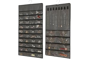 YZROHYI Porta Collane da Armadio,Portagioie da Appendere Al Muro,Appendi Orecchini da Parete,Hanging Jewelry Organizer,Organizzatore Collane con Ganci,Earring Holder per Braccialetto - Grigio
