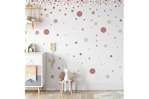 JYNVO 140 Stck. Wandsticker Kinderzimmer, Wandtattoo Punkte, Wandaufkleber Kinderzimmer Mädchen & Jungen, Aufkleber Sticker Kreis Wandaufkleber Kinderzimmer Geeignet für Babyzimmer und Kindergärten(Rosa)