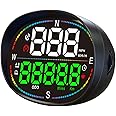 Eacam Head Up Display, 3 Inches Car Head Up Display GPS Speedometer with Speed, Time, Compass, Overspeed Warning, Mileage Measurement, Fatigue Driving Alarm for All Vehicle (MPH KM/H)