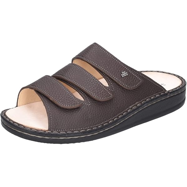 Mules Finn Comfort Sansibar Cuir Bleu Jean - Chaussons Confortables Femme Largeur H