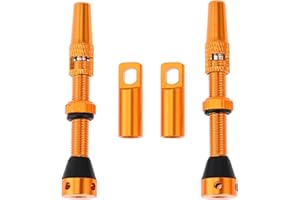 DRELD 2 valvole Tubeless per bicicletta, 44 mm, 1 paio di valvole Presta Tubeless, per mountain bike, tubeless Presta, in lega di alluminio, gambo della valvola tubeless Presta (44 mm oro)