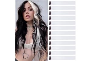 JOOCEEBABY Extension Capelli Colorati Con Clip Bianco 12 pezzi 22 pollici Lungo Dritto Sintetiche Resistenti al Calore per Bambini Ragazze Donne Festival Feste Halloween Cosplay