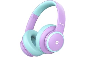 iClever BTH26 - Auriculares de reducción activa de ruido para niños, 60 horas de tiempo de reproducción, carga rápida tipo C, volumen seguro 80 dBA, Bluetooth 5.4 auriculares inalámbricos para niños