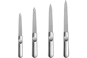 Xynovate 4 Pcs Sapphire Nail File, Metal Nail Files, Professional Nail File Care for Men and Women, Pedicure Manicure Accessories, Ergonomic Handle