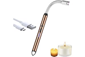 iJiGui Electric Arc Lighter - USB Rechargeable, 360° Rotatable Long Neck, Windproof for Gas Candles & Kitchen Grill Barbecue (Rose Gold)
