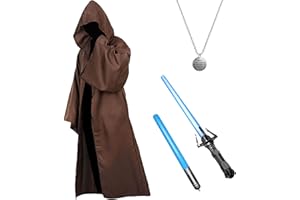shengo Wars Jedi Hooded Robe Cloak, Wizard Tunic, Jedi Costume Adult, Tunic Hooded Robes Medieval Fancy Dress Halloween Carnival Cosplay Masquerade Party Costume Full Set