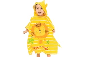 SUPGOMAX Kapuzen Badeponcho, Kind Poncho Handtuch, Baby Kapuzen Strandtücher, Cartoon Saugfähig Kinder Strandtuch, Kind Badetuch mit Kapuze für Strand Schwimmen Dusche (Löwe)