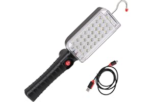 POCKETMAN 34 diody LED, latarka robocza, przenośna, ładowana przez USB, super jasna magnetyczna lampka kontrolna z haczykiem, do naprawy samochodu, kempingu