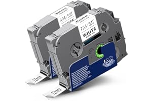 Welabel 2X Compatible TZe-231 TZC-231 for Brother PTouch Label Tape 12mm Black on White 0.47 TZe Laminated for Brother P-Touch PT-H110 PT-H101C D200 PT-H100LB PT-1000 PT-H105 PT-H107 PT-E100 PT-1080
