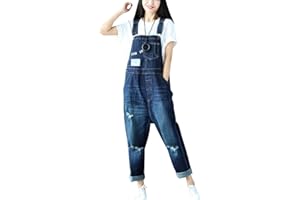 Youlee Donna Pantaloni Larghi Denim Salopette Tutine Pantaloni