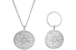 EUEAVAN Sello de los 7 Arcángeles Colgante Collar Llavero para Hombres San Miguel 7 Arcángeles Sello Protección Espiritual Amuleto Medalla Joyería Pagana Mujeres