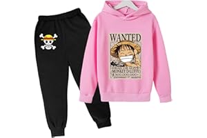 CHAORWE 2022 Anime One Piece Enfants Survêtements Ensemble Luffy Sweat À Capuche Top Casual Pull À Capuche et Joggers Pantalons pour Garçons Filles