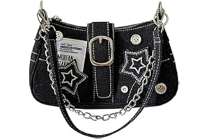 ARVALOLET Damen-Handtasche im Y2K-Stil Tasche, Große Kapazität, Stern-Denim, Lässige Clutch