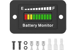OBDMONSTER Compteur de Batterie 12V 24V 36V 48V 60V 72V Moniteur de capacité de Batterie étanche Indicateur de batterie lithium-ion pour Car SUV Pickups Bateaux, voiturettes golf,motos, etc.
