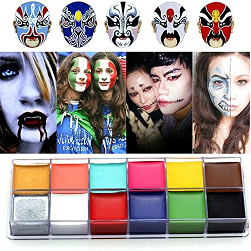 12er Schminkasten Bodypainting Körperfarbe Gesichtsfarbe Set für Body und Facepainting Halloween Karneval Maskenspiel Make Up Schminke Palette - 4