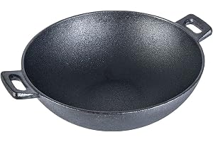 Wonderchef Forza 24 cm Cast-Iron Kadhai, Pre-Seasoned Cookware, Induction Friendly, 1.9L, 3.8mm
