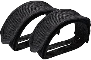 FNSIGHD 2 Pcs Bike Pedal Straps,Pure Black Hook&Loop Anti-Slip Bicycle Pedals Foot Strip Set,Adjustable Double Adhesive Bike Pedal Toe Clips Tape,for Fixed Gear Bike,Bicycle Cycle Home or GYM(Black)