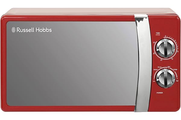 Russell Hobbs RHMM701R Manuell mikrovågsugn med en funktion 700 W, 17 l, 5 effektnivåer, ringsignal och timer, upptiningsfunktion, enkel rengöring