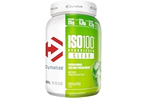 Dymatize ISO 100 Hydrolized Clear Green Apple 900g Hydrolysat de protéine de lactosérum clair + poudre d'isolat