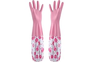 JYJLLM 1 pairs of velvet cleaning rubber gloves rubber gloves medium rubber gloves rubber gloves large washing up washing up gloves long rubber long rubber gloves novelty rubber gloves washing gloves (pink)