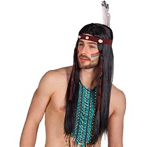 Peluca De India Con Trenzas Para Mujer - Accesorio Negro Con Plumas, Ideal Para Disfraces De Vaquera O Nativa Americana