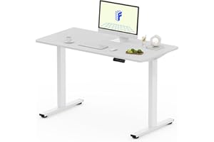 FLEXISPOT ONE PIECE Electric Standing Desk Height Adjustable Standing Desk Sit Stand Desk Adjustable Desk Stand Up Desk for Home Office (100 * 60cm White Frame+ White Desktop)