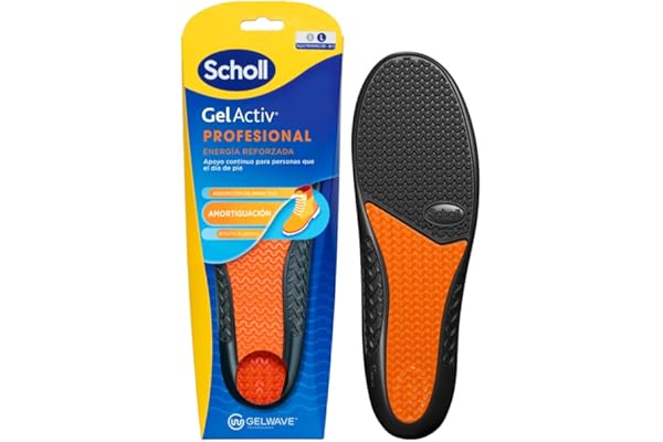 Scholl GelActiv Profesional Plantillas de Gel para Hombre - Botas y Zapatos de Trabajo, Comodidad Superior y Absorción de Impactos con Tecnología GelWave, Amortiguación Todo el Día, Talla 40-46.5