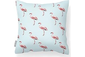 Izabela Peters Outdoor Cushions Waterproof, 43 cm, Filled Outdoor Cushion, Flamingos - Duck Egg Blue, Garden Furniture Cushions, Outdoor Seat Cushions, Garden Chair Cushions