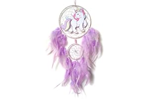 Donko Unicorn Dream Catcher Purple Dream Catcher for Bedroom Accessories Handmade Feather Dream Catcher Ornaments for Bedroom Wall Hanging