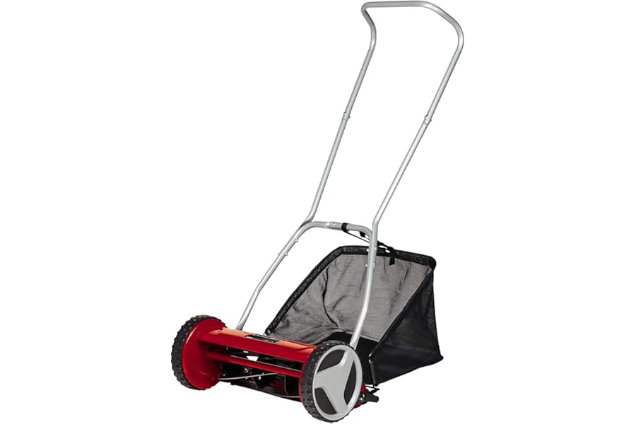 Einhell Hand Push Lawnmower, Manual Lawn-Mower With 40cm Cutting Width, 27L Grass Box, 4 Cutting Height Levels, Walk-Behind Lawn Mower For Small Gardens GC-HM 400