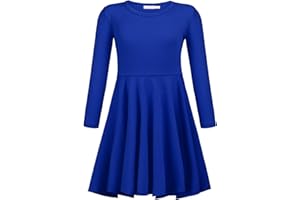 trudge Sukienka dziewczęca, z długim rękawem, bawełna, sukienka na czas wolny, dla dzieci, na jesień, zimę, trapezowa, t-shirt, sukienka dla dziewcząt, okrągły dekolt, z krótkim rękawem, styl basic, sukienka dla dziewczynki, rozmiar 90-164, granatowy, 140 cm