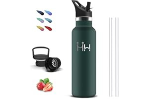 GRSTA Botella Agua Acero Inoxidable, 750ml Botella Termica, sin BPA, Cantimplora con Pajita, A Prueba de Fugas, Cantimplora Acero Inoxidable, Doble Aislamiento, Termo de Agua para Senderismo, Viajar, Yoga