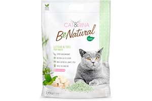 Cat&Rina BeNatural, lettiera per gatti al tofu da 5,5l. Lettiera gatto agglomerante di origine vegetale. Fino a 30 giorni di utilizzo. Si smaltisce nell'organico o nel wc. Sabbia gatti al Tè Verde.