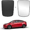 Jaronx Compatible with Tesla Model Y Glass Roof Sunshade, Overhead Roof Mesh Sun Shade + UV/Heat Insulation Film, Sunroof Shade UV Rays Protection Window Shade(for Model Y 2020 2021 2022)-DO NOT SAG