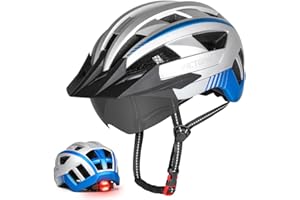 Victgoal Bike Helmet for Men Women with Led Light Detachable Magnetic Goggles Visor Mountain & Road Bicycle Helmets Adjustable Size Adult Cycling Helmets