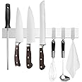 Tysonir 16 Inch Stainless Steel Magnetic Knife Storage Strip,Knife Bar Block Magnet, Strong and Secure Magnetic Knife Rack for Metal Kitchen Utensils, Wall or Fridge Holder Tool Holder,Silver