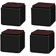 JUFEN Self Adhesive Bed and Furniture Risers – Square Elevator up to 2.36” Per Riser and Lifts up to 500kg- Protect Floors and Surfaces – Durable Solid Steel and Felt Pad Beneath – 4Pack Black