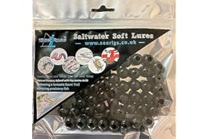 SEARIGS Black Lugworm/Ragworm/Peeler Crab/Mackerel/Squid - 25 x Natural Flavoured Egg Bait Stops 12mm