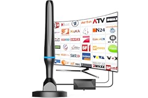 DGUPSP DVBT2 Antenne, zimmerantenne DVB-T & DVB-T2 Antennen mit 2023 Neueste Verstärker, Großer Reichweite und 360° Empfang, Zimmerantenne für Fernseher mit Starkem Magnetfuß, Geeignet für Alle TV-Geräte