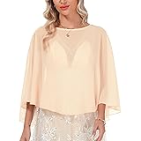 Irevial Coprispalle Donna Elegante Scialle Chiffon Poncho Estivo Stola Bolero Cape Mantello Girocollo Leggero per Cerimonia F